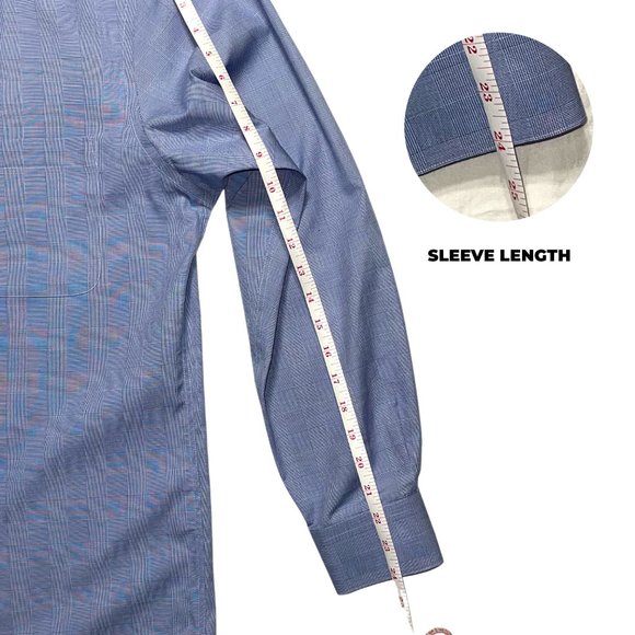 Pronto Uomo Men's Blue Plaid Slim Fit Non Iron Dress Shirt Size Large - Picture 4 of 5